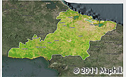 Satellite 3D Map of Las Tunas, darken, semi-desaturated