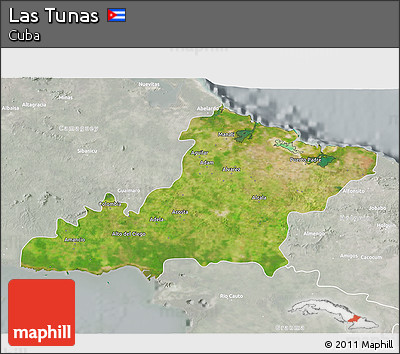 Satellite 3D Map of Las Tunas, lighten, semi-desaturated