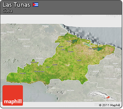 Satellite 3D Map of Las Tunas, lighten, semi-desaturated