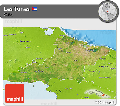 Satellite 3D Map of Las Tunas, physical outside