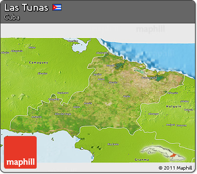 Satellite 3D Map of Las Tunas, physical outside