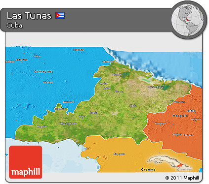 Satellite 3D Map of Las Tunas, political outside