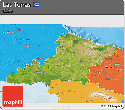 Satellite 3D Map of Las Tunas, political outside