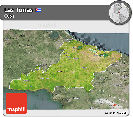 Satellite 3D Map of Las Tunas, semi-desaturated
