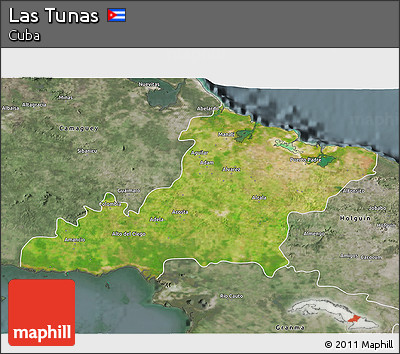 Satellite 3D Map of Las Tunas, semi-desaturated