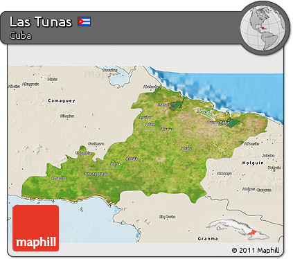 Satellite 3D Map of Las Tunas, shaded relief outside