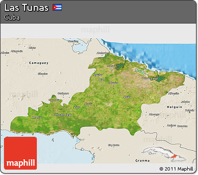 Satellite 3D Map of Las Tunas, shaded relief outside