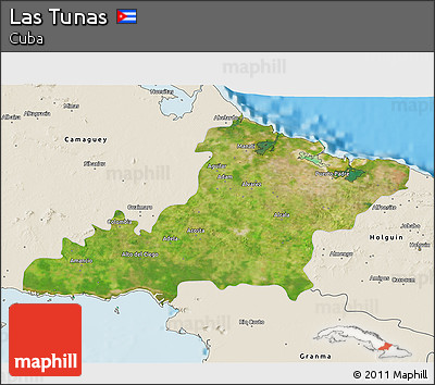 Satellite 3D Map of Las Tunas, shaded relief outside