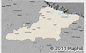 Shaded Relief 3D Map of Las Tunas, darken, desaturated