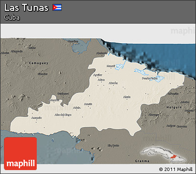 Shaded Relief 3D Map of Las Tunas, darken