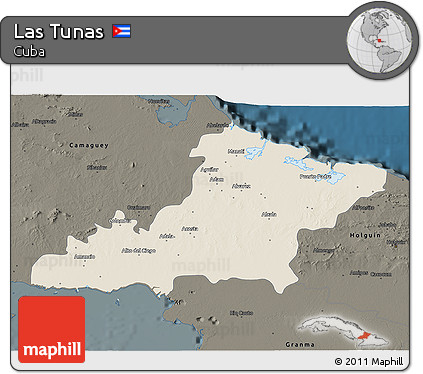 Shaded Relief 3D Map of Las Tunas, darken