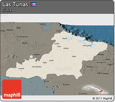 Shaded Relief 3D Map of Las Tunas, darken