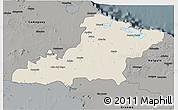 Shaded Relief 3D Map of Las Tunas, darken, semi-desaturated