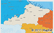 Shaded Relief 3D Map of Las Tunas, political outside
