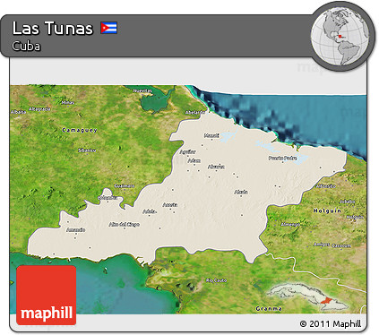 Shaded Relief 3D Map of Las Tunas, satellite outside