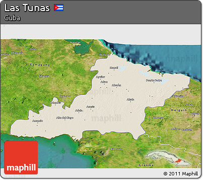 Shaded Relief 3D Map of Las Tunas, satellite outside