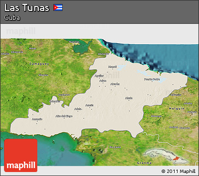 Shaded Relief 3D Map of Las Tunas, satellite outside