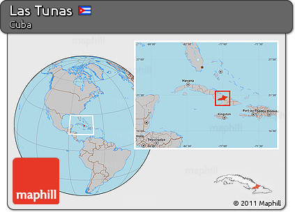 Gray Location Map of Las Tunas, within the entire country