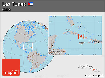 Gray Location Map of Las Tunas, within the entire country