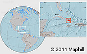 Gray Location Map of Las Tunas, within the entire country, hill shading