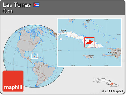 Gray Location Map of Las Tunas, highlighted country