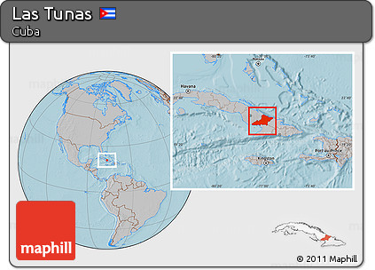 Gray Location Map of Las Tunas, hill shading