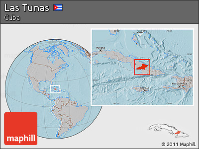 Gray Location Map of Las Tunas, hill shading