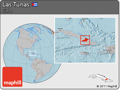 Gray Location Map of Las Tunas, hill shading