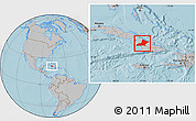 Gray Location Map of Las Tunas, hill shading