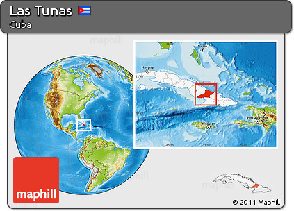 Physical Location Map of Las Tunas, highlighted country