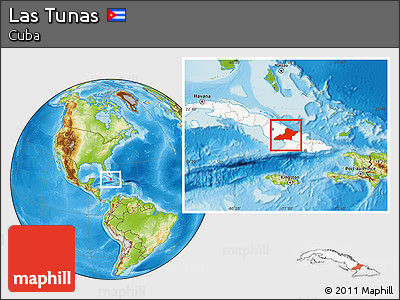 Physical Location Map of Las Tunas, highlighted country