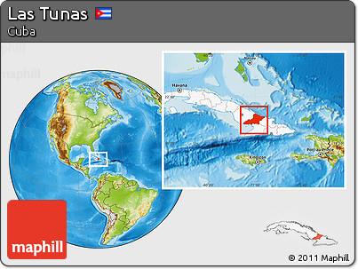 Physical Location Map of Las Tunas, highlighted country