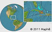 Satellite Location Map of Las Tunas, within the entire country