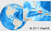 Shaded Relief Location Map of Las Tunas, within the entire country