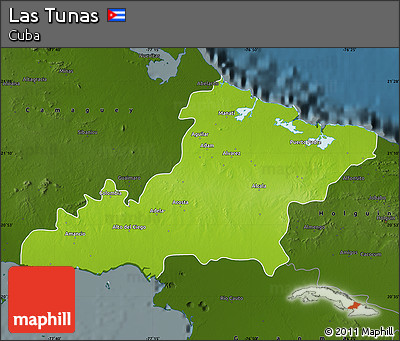 Physical Map of Las Tunas, darken