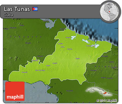 Physical Map of Las Tunas, darken