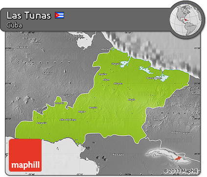 Physical Map of Las Tunas, desaturated