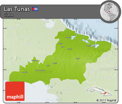 Physical Map of Las Tunas, lighten