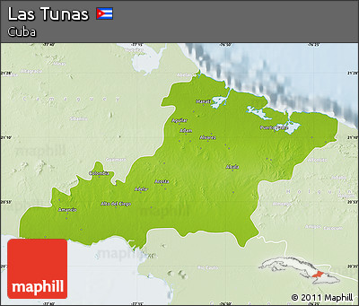 Physical Map of Las Tunas, lighten