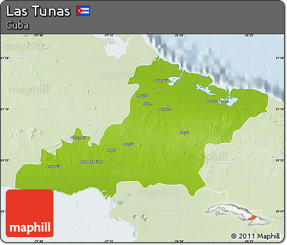 Physical Map of Las Tunas, lighten
