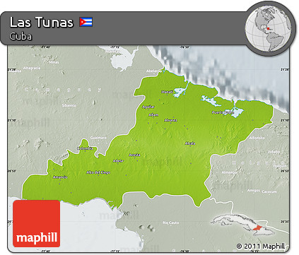 Physical Map of Las Tunas, lighten, semi-desaturated