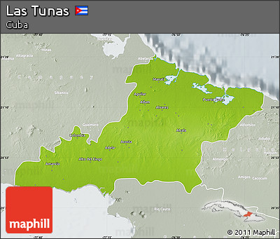Physical Map of Las Tunas, lighten, semi-desaturated
