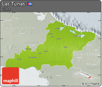 Physical Map of Las Tunas, lighten, semi-desaturated