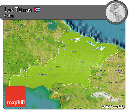 Physical Map of Las Tunas, satellite outside