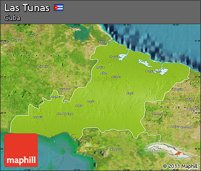 Physical Map of Las Tunas, satellite outside