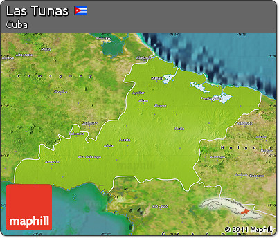 Physical Map of Las Tunas, satellite outside