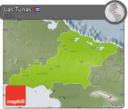Physical Map of Las Tunas, semi-desaturated