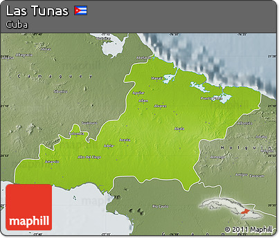 Physical Map of Las Tunas, semi-desaturated