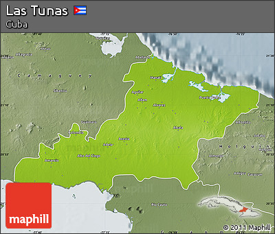 Physical Map of Las Tunas, semi-desaturated