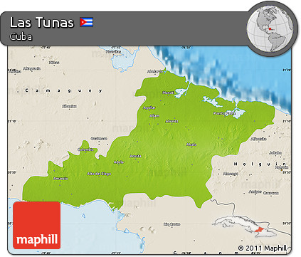 Physical Map of Las Tunas, shaded relief outside